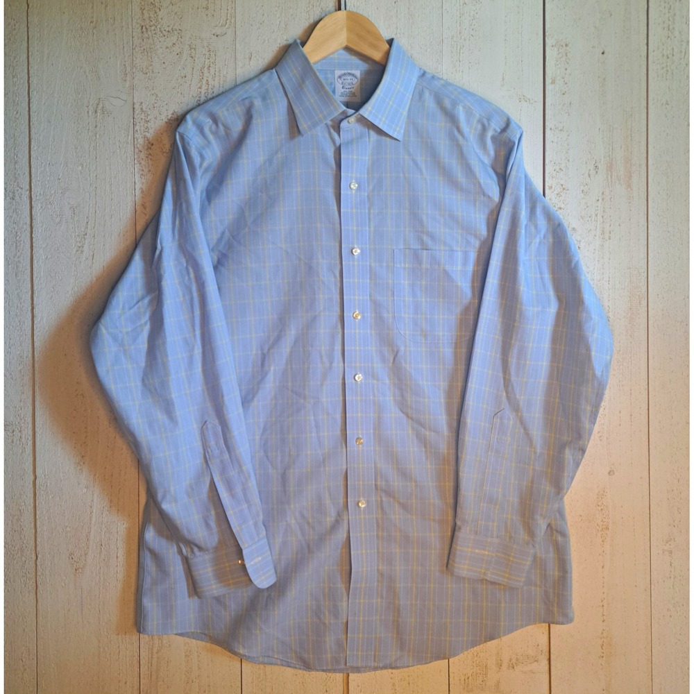Brooks Brothers 1818 Classic Ivy League Prep Non-Iron Plaid Dress Shirt 16.5-33